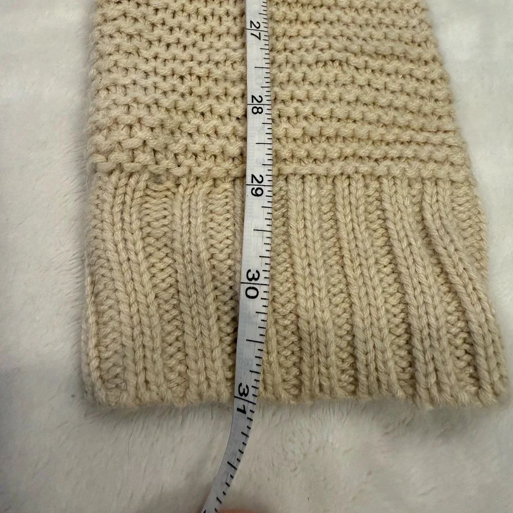 Jack by BB Dakota boho sweater cream chunky knit lace up V neck long sleeves Med - Picture 8 of 10